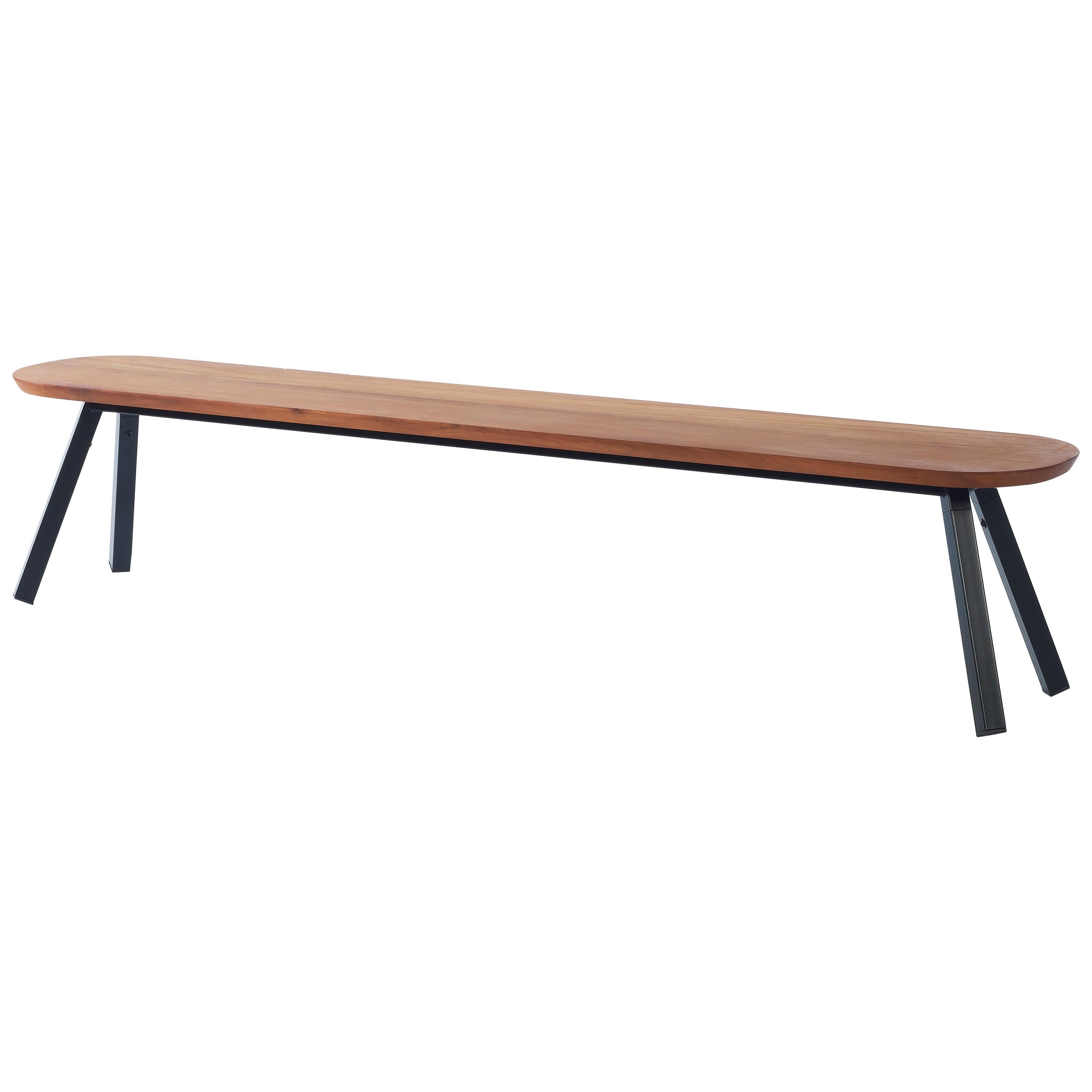 RS Barcelona You and Me 220 Bench in Iroko with Black Legs by A.P.O. For Sale