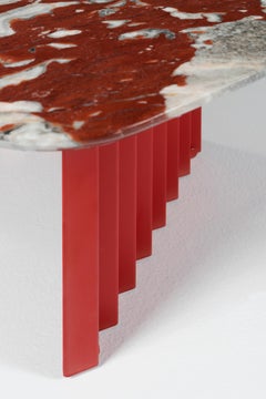 RS Barcelona Plec Medium Table in Red Marble by A.P.O.