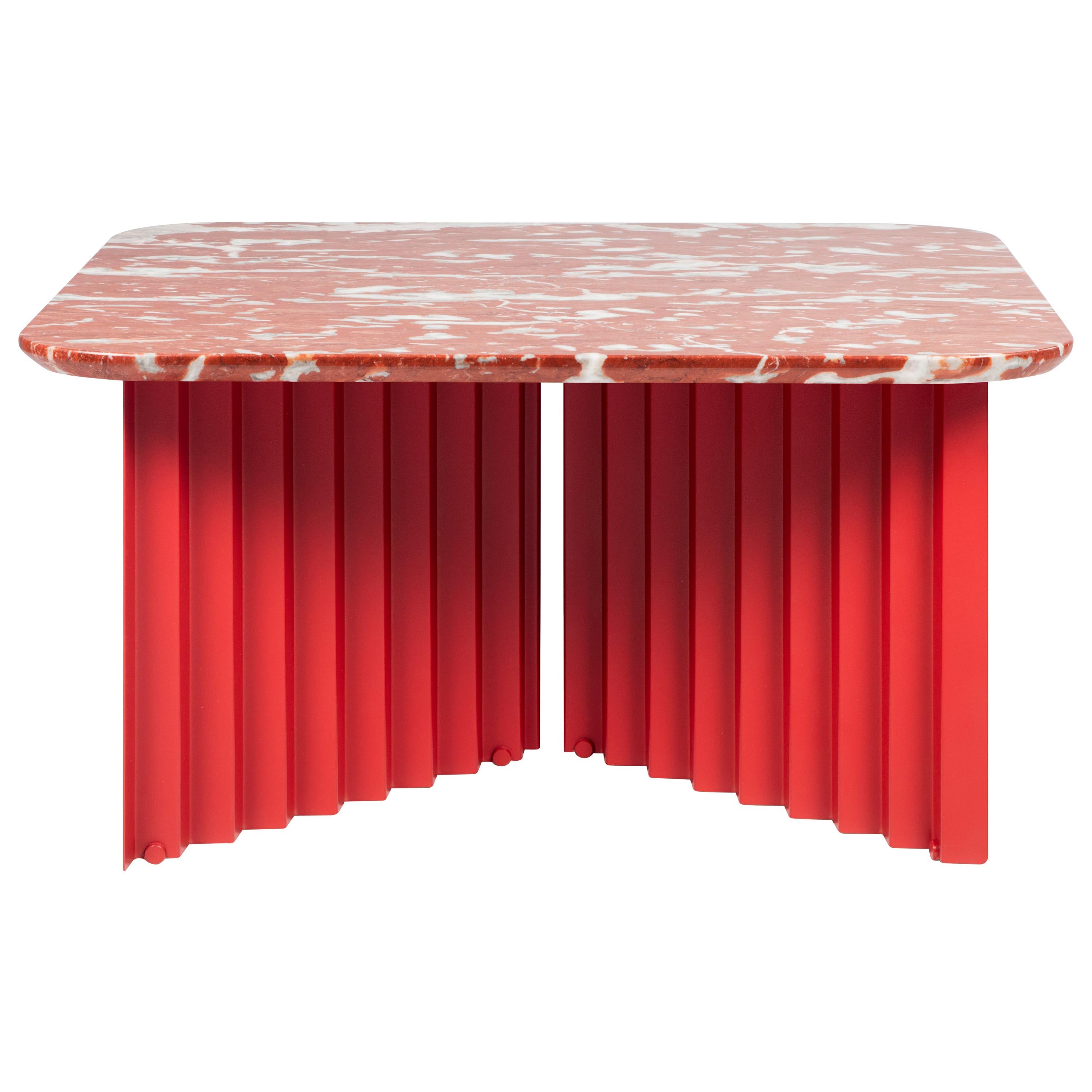 RS Barcelona Plec Medium Table in Red Marble by A.P.O.