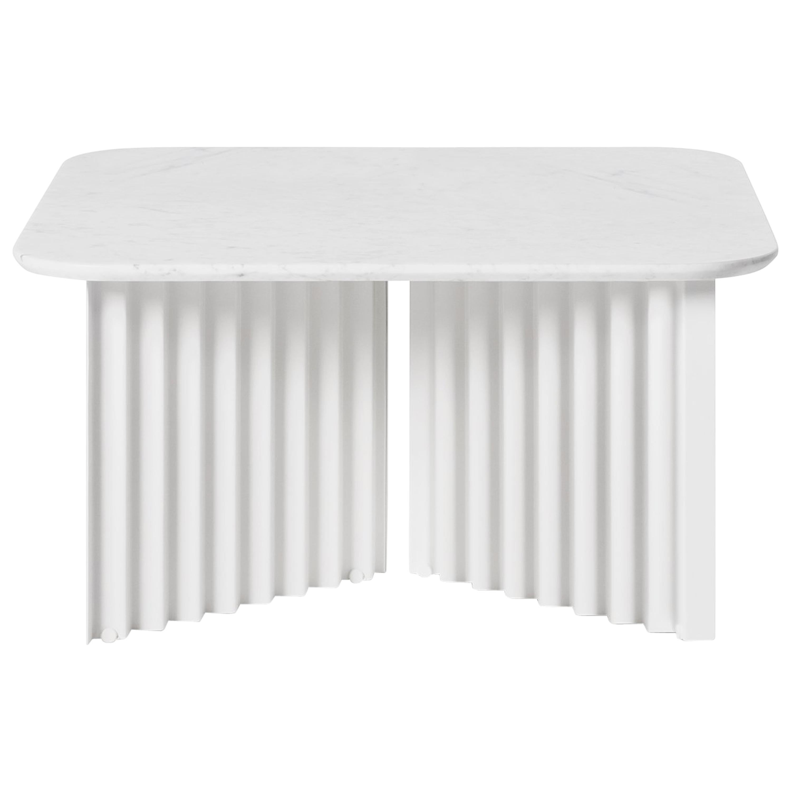 RS Barcelona Plec Medium Table in White Marble by A.P.O.