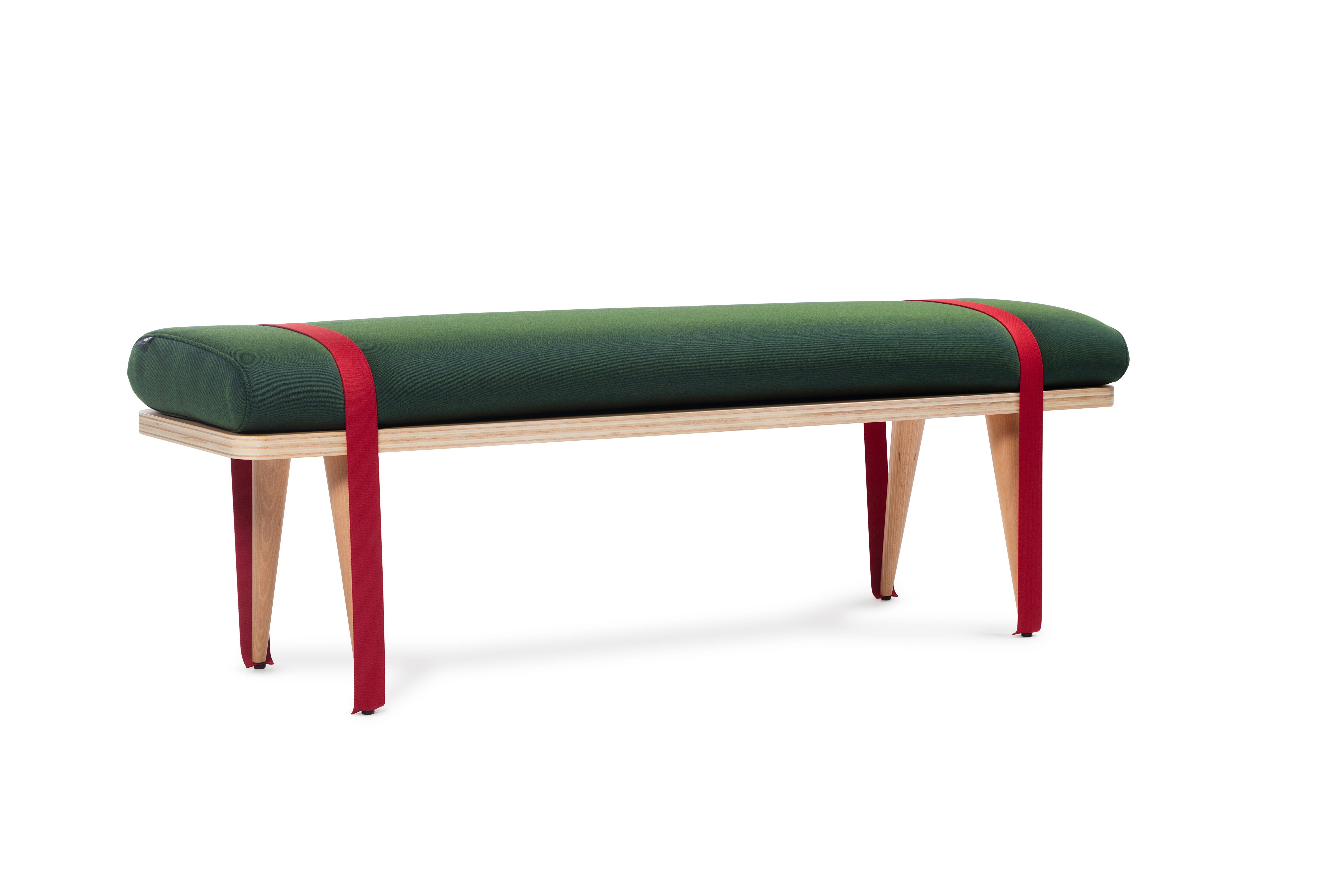 Spanish RS Barcelona On the Road Bench in Peacock Fabric by Stone Designs For Sale