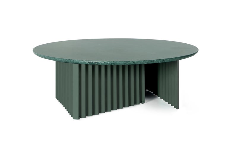 RS Barcelona Plec Round Large Table in Green Marble by A.P.O. For Sale