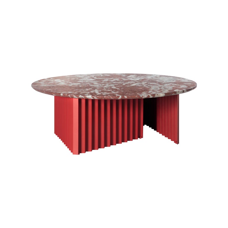 RS Barcelona Plec Round Large Table in Red Marble by A.P.O. For Sale