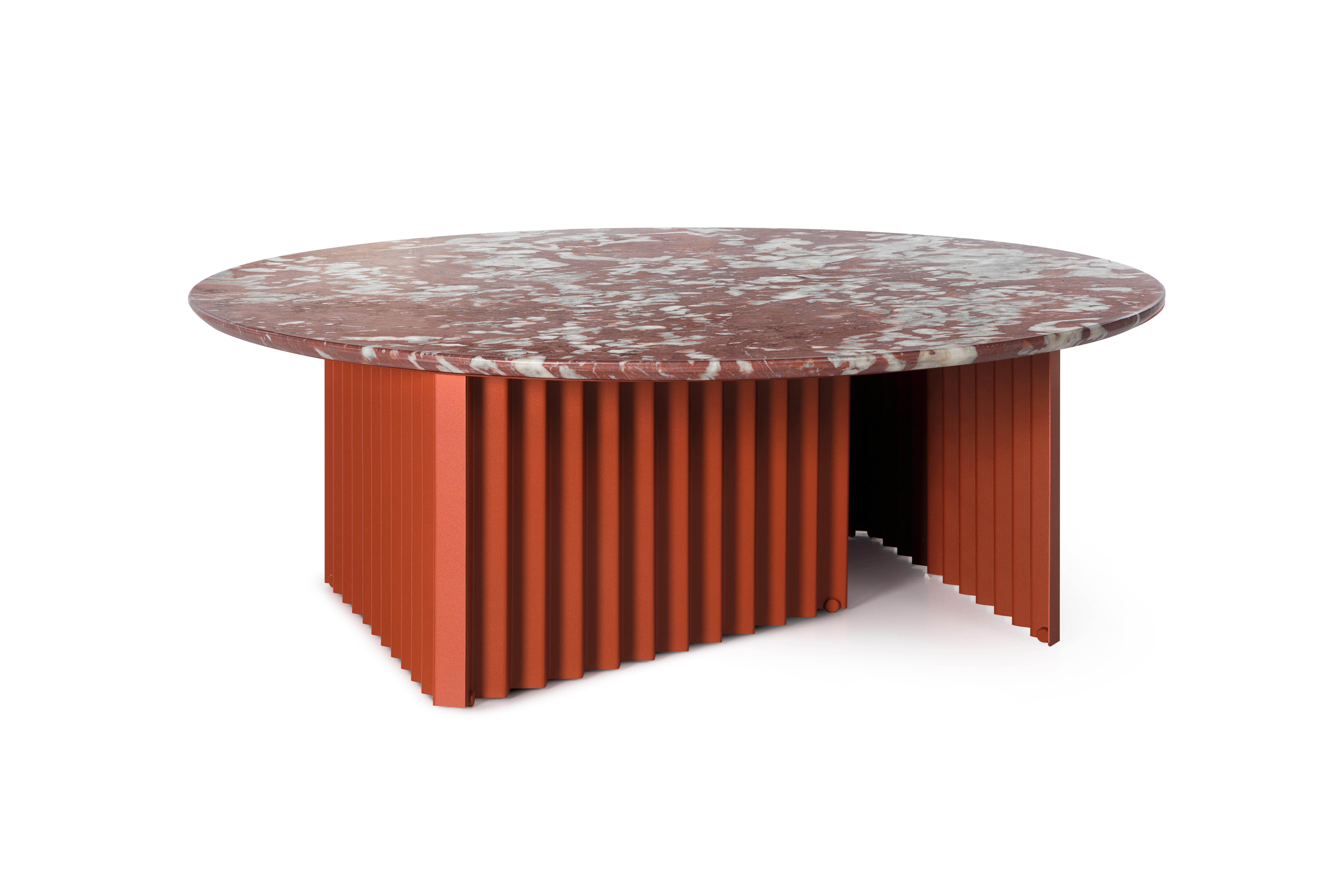 RS Barcelona Plec Round Large Table in Red Marble by A.P.O.