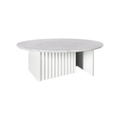 RS Barcelona Plec Round Large Table in White Marble by A.P.O.