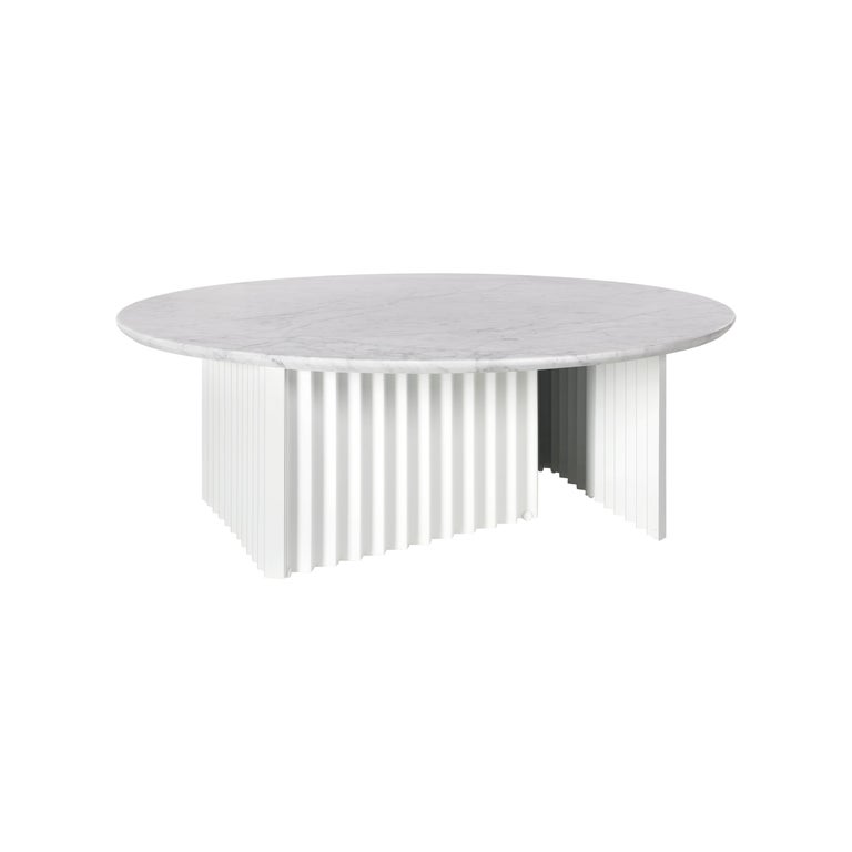 RS Barcelona Plec Round Large Table in White Marble by A.P.O. For Sale