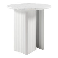RS Barcelona Plec Round Small Table in White Marble by A.P.O.