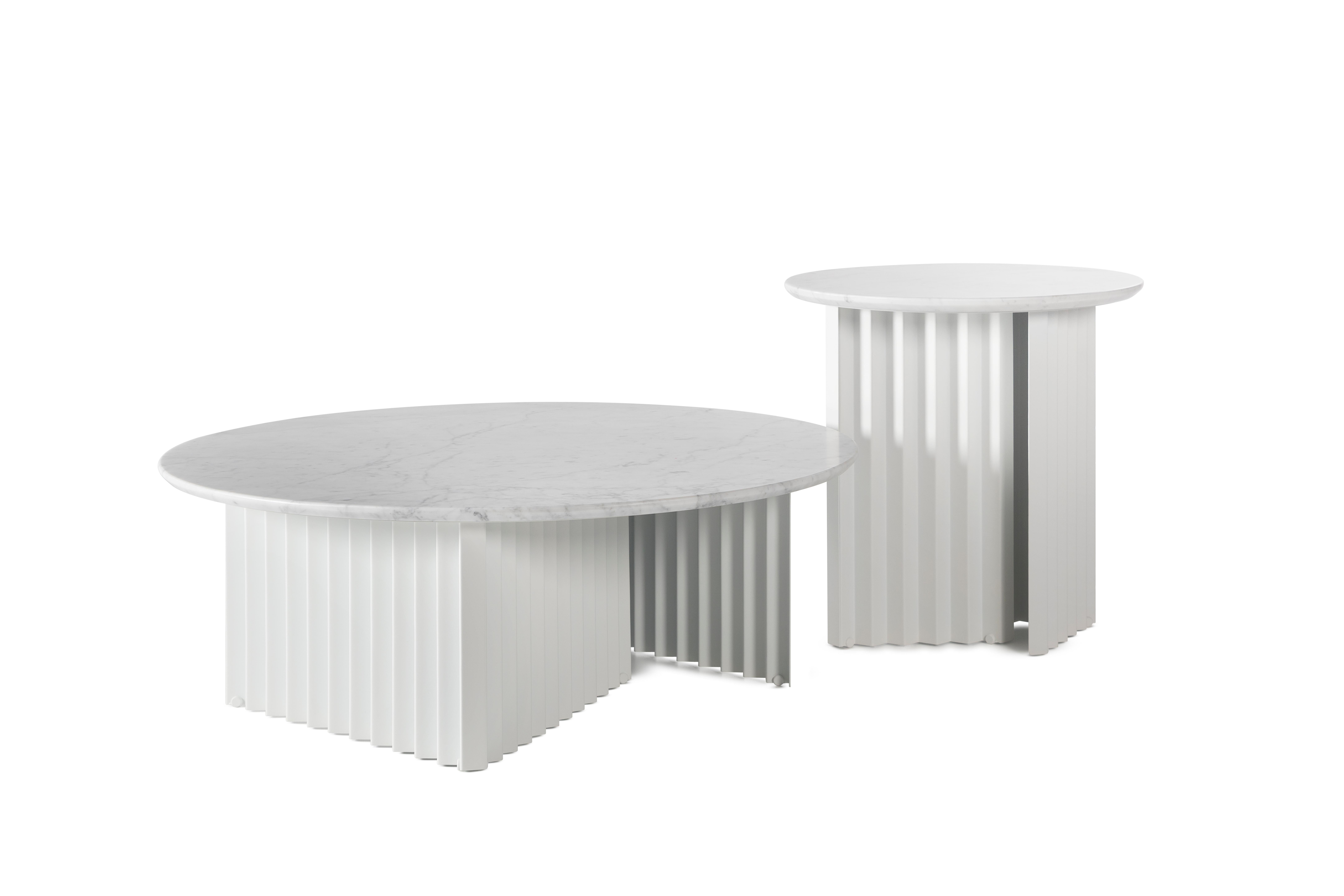 Modern RS Barcelona Plec Round Small Table in White Metal by A.P.O. For Sale