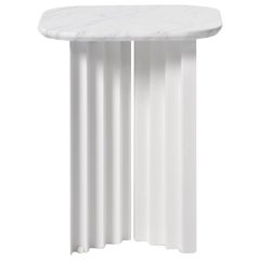 RS Barcelona Plec Small Table in White Marble by A.P.O.