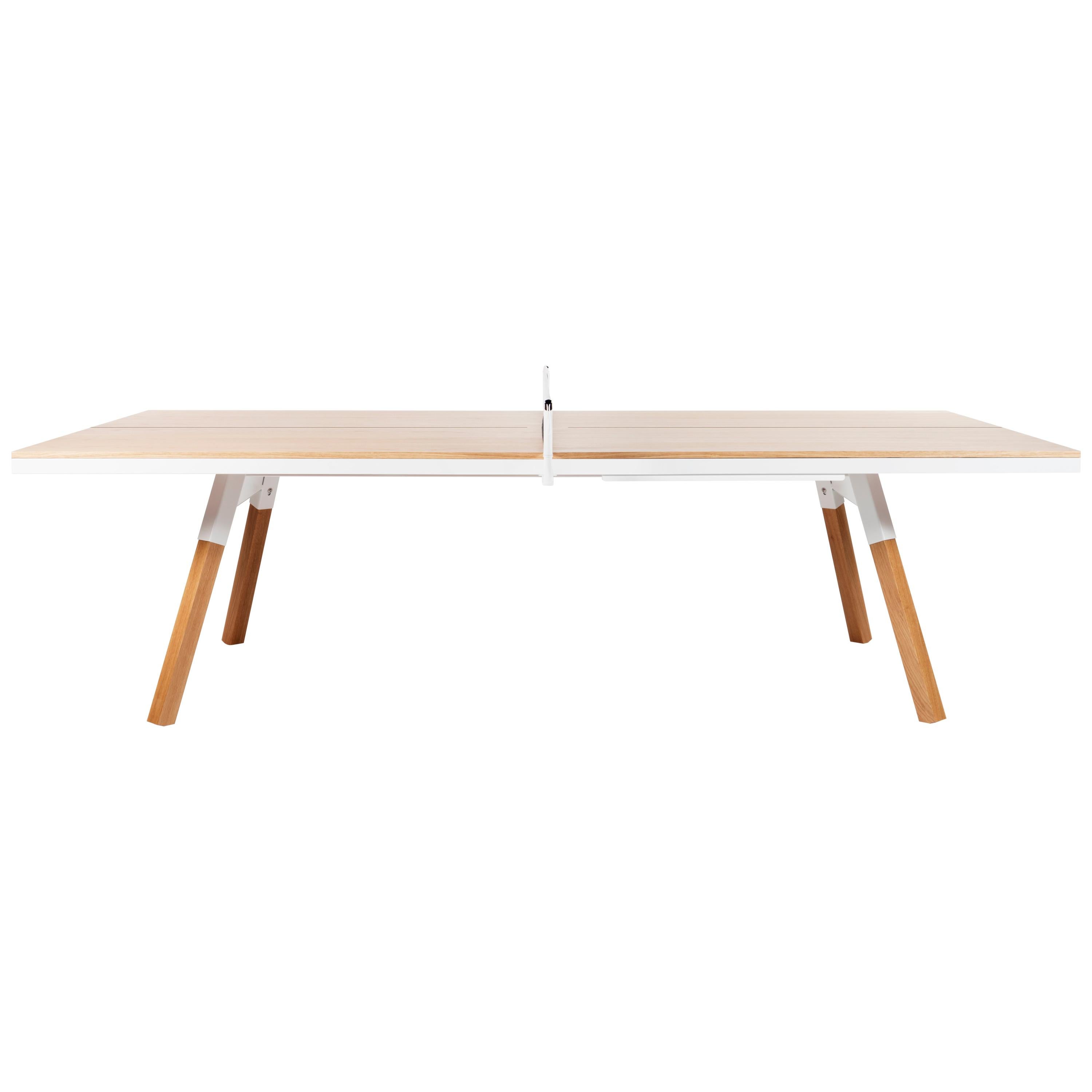 You & Me Wooden Top Standard Ping Pong Table in Oak and White by RS Barcelona For Sale