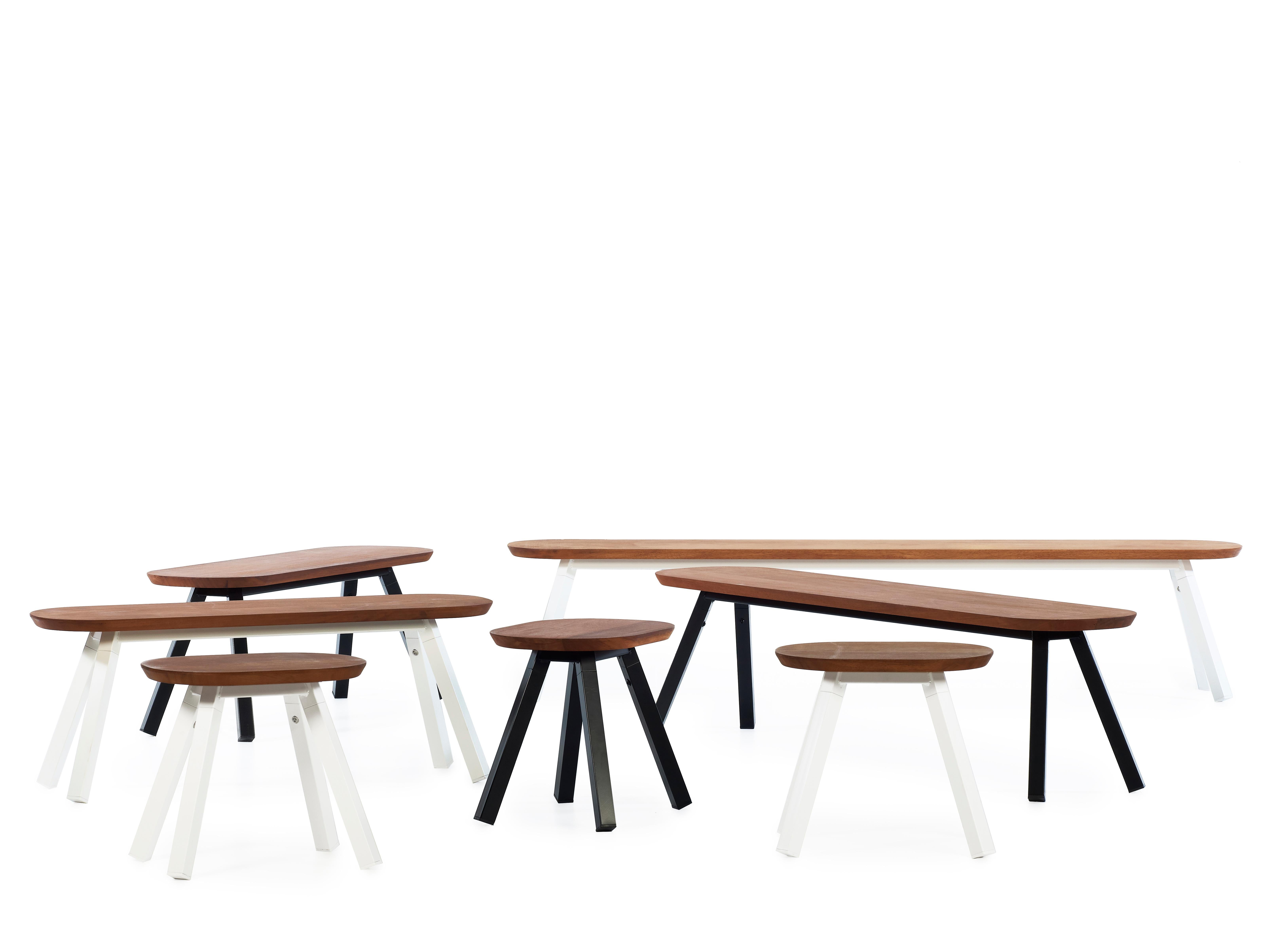 Steel RS Barcelona You & Me Stool in Iroko and White by A.P.O. For Sale
