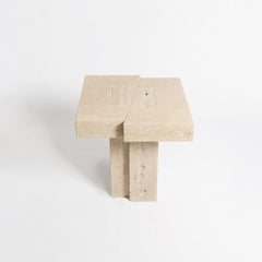 RST side table in Travertino Romano by Niko Koronis