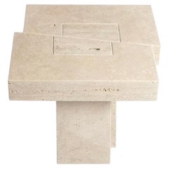 RST side table in Travertino Romano by Niko Koronis