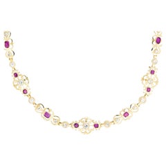 Collana a pannelli scorrevoli con diamanti e rubini in stile Deco austriaco 18k A Link