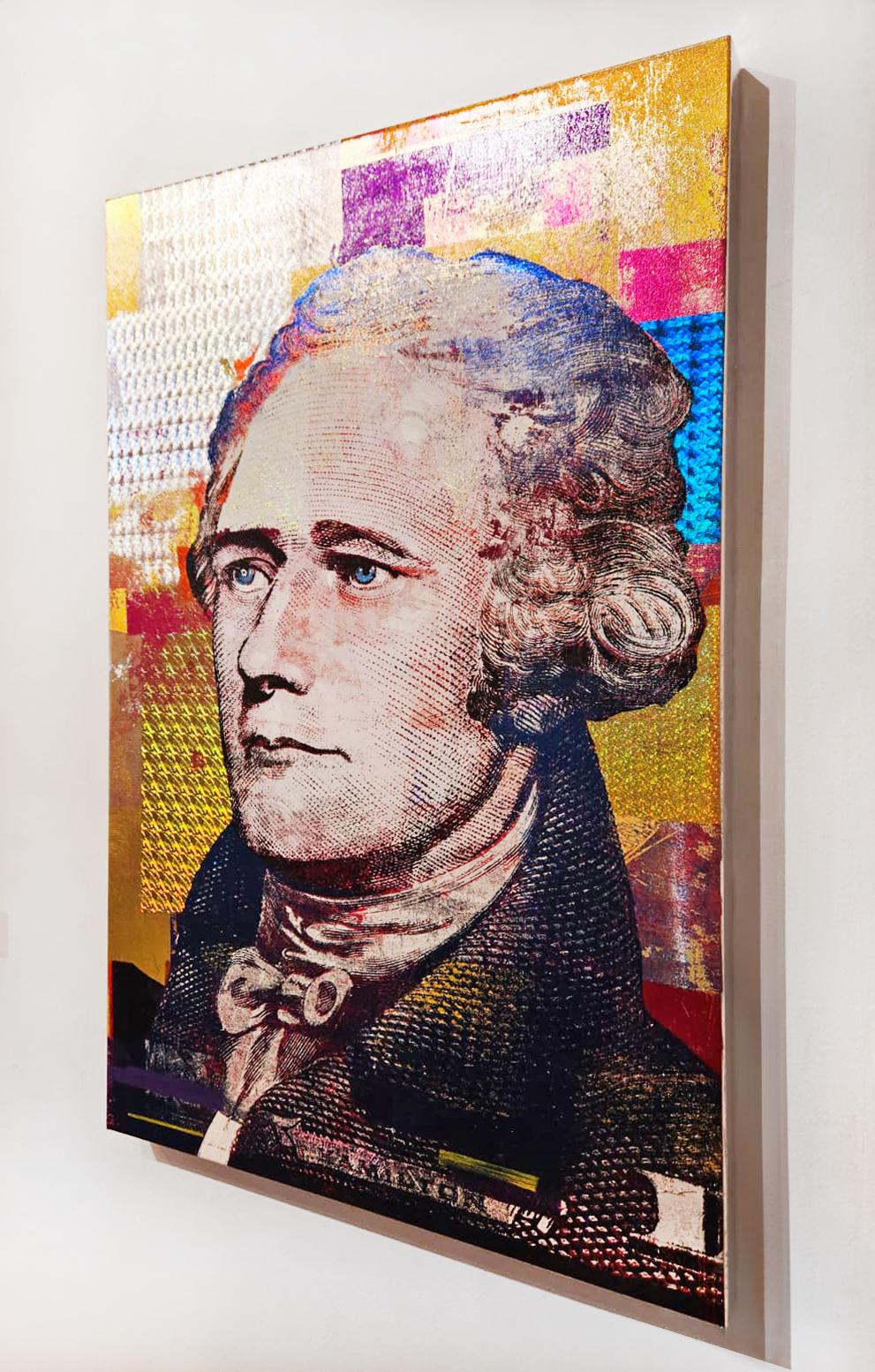 Künstler:  Houben, R.T.
Titel:  10 Dollar Alexander Hamilton
Datum:  2025
Medium:  Acryl und Folie auf Leinwand
Ungerahmt Abmessungen:  36