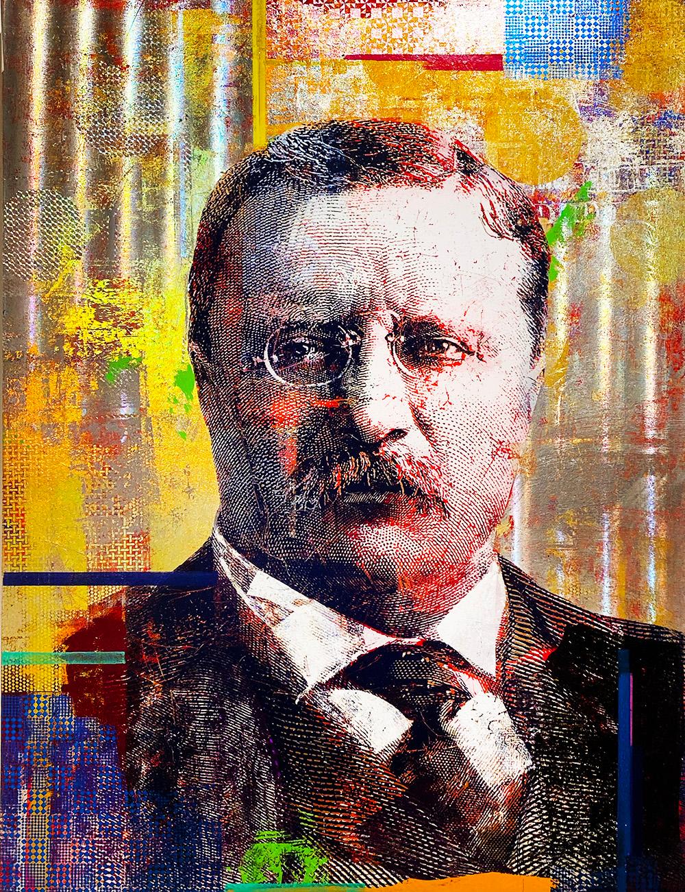Houben R.T. Figurative Painting - 10 Dollars Coin Teddy Roosevelt