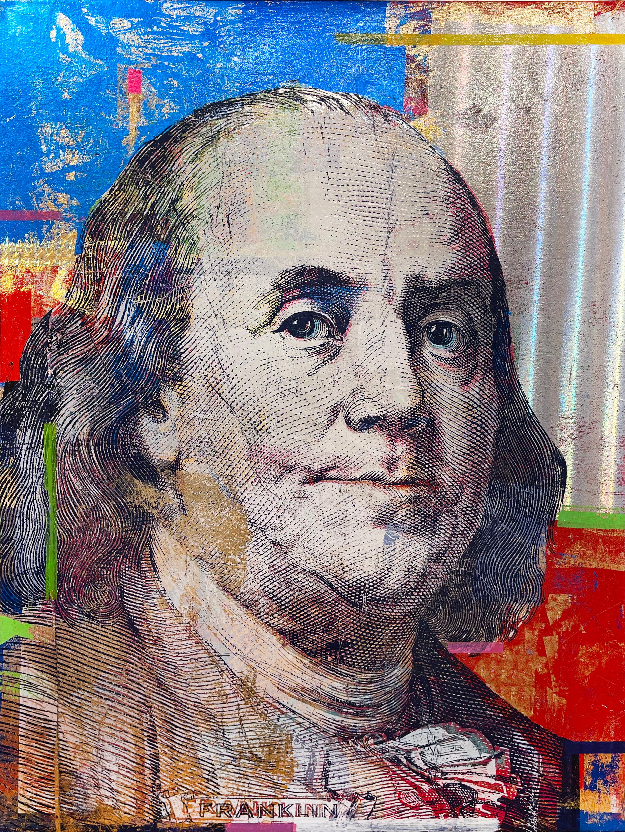 Houben R.T. Figurative Painting - 100 Dollars Ben Franklin