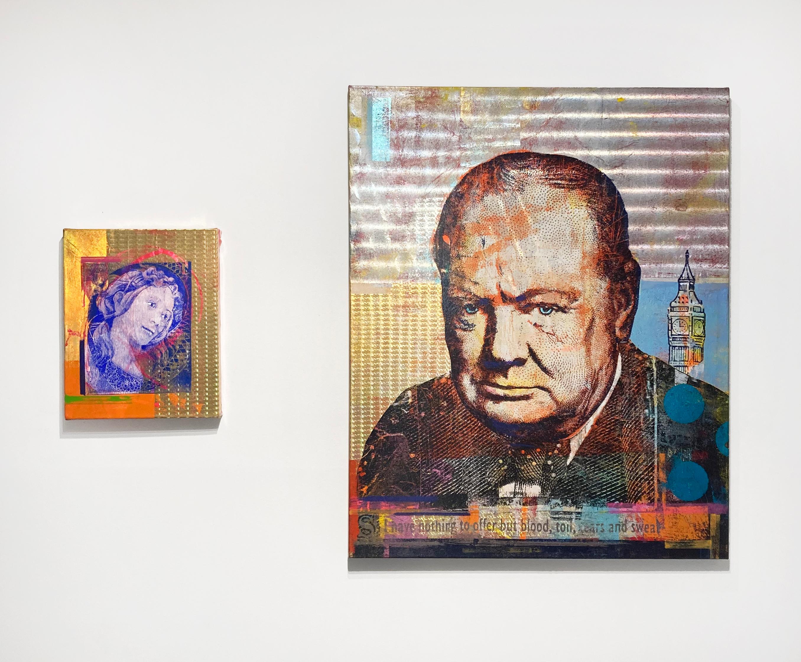 5 Libras Churchill - Figurative Painting Marrón de Houben R.T.