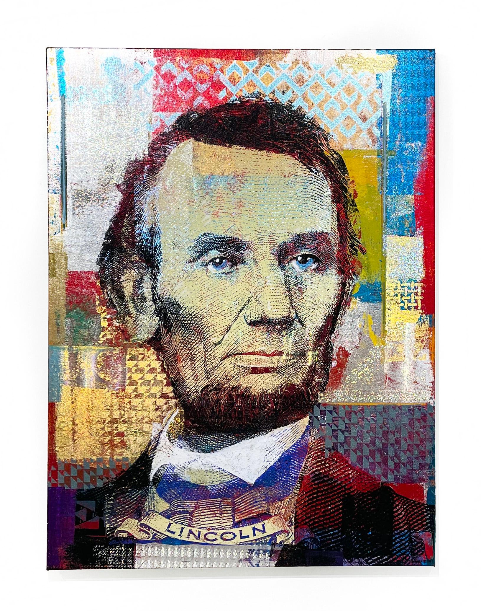 Abe Lincoln 5 dollars - Contemporain Painting par Houben R.T.