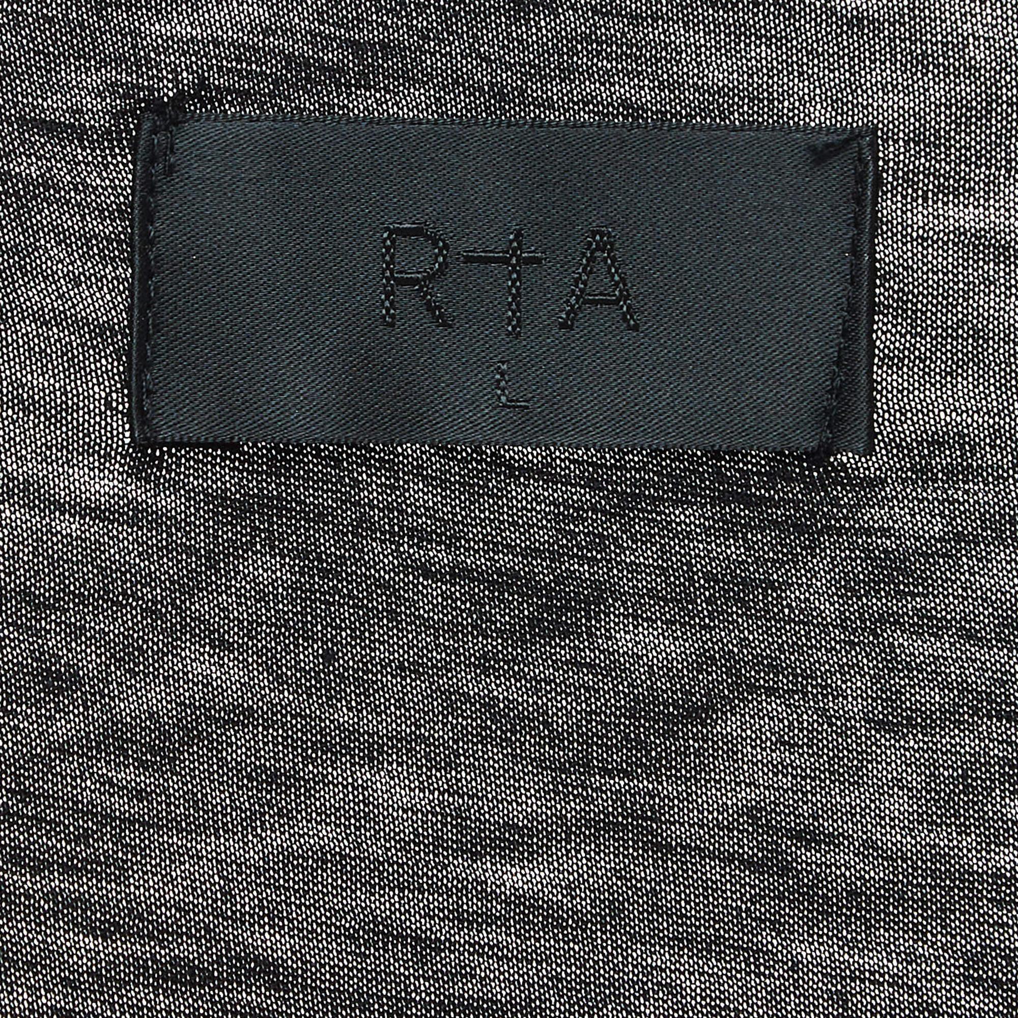 Women's RTA Black Cotton Distressed Crop T-Shirt L For Sale