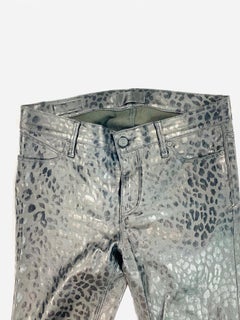 RTA Black Leather Animal Print Skinny Pants Jeans Size 28