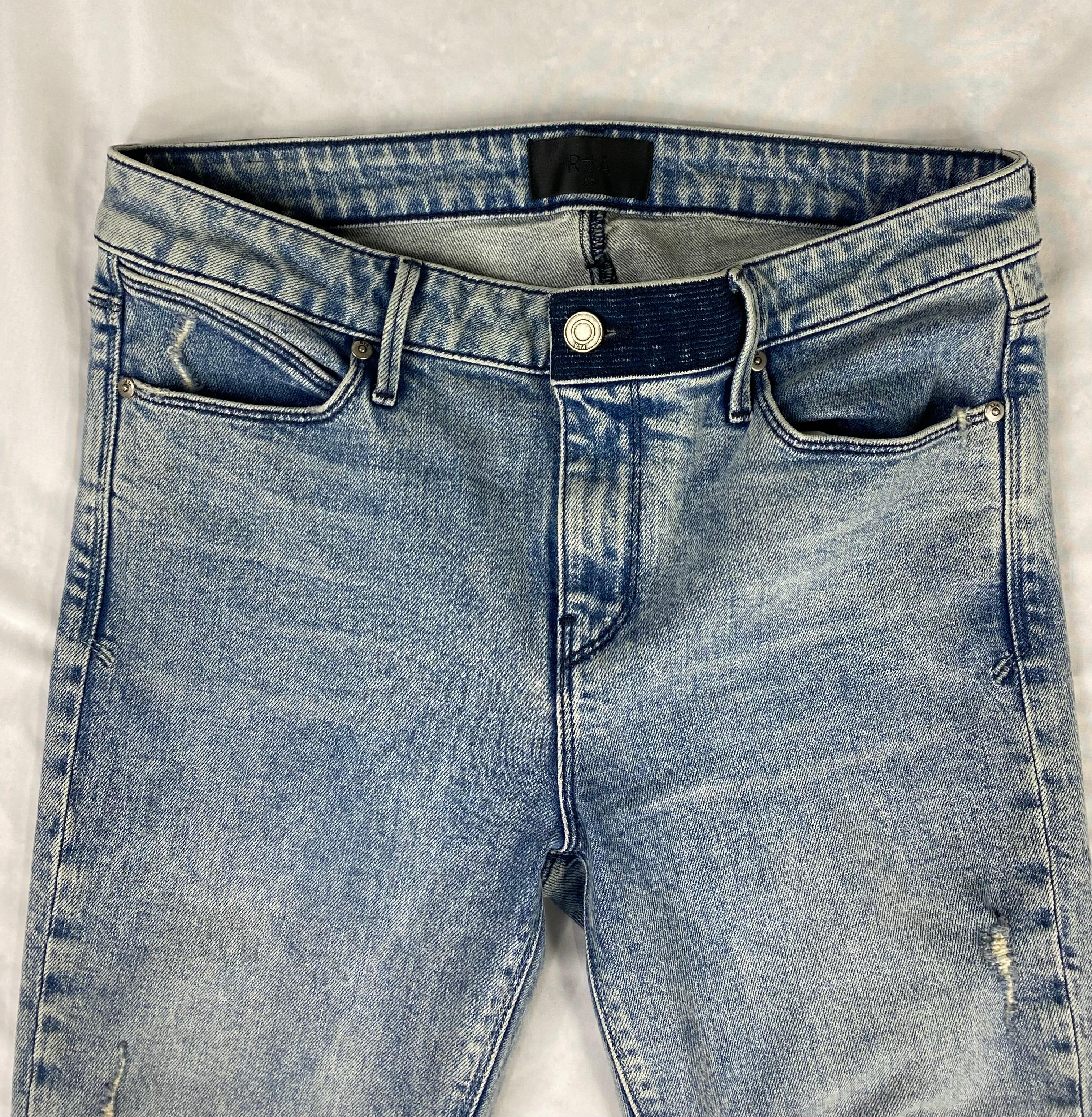 Gray RtA Brand Blue Skinny Jeans, Size 29 For Sale