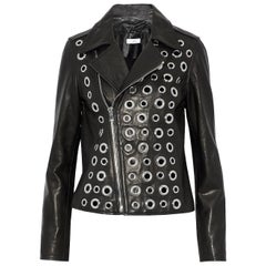 RtA Cleo Eyelet-Embellished Leather Biker Jacket