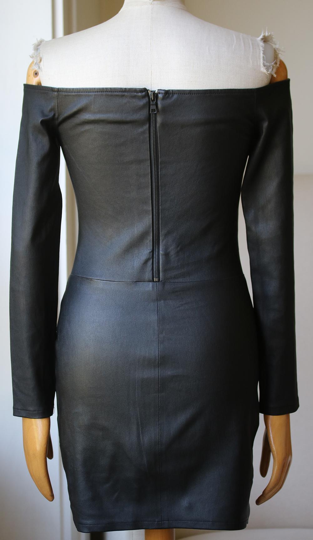 RTA Electra Off-The-Shoulder Stretch-leather Mini Dress