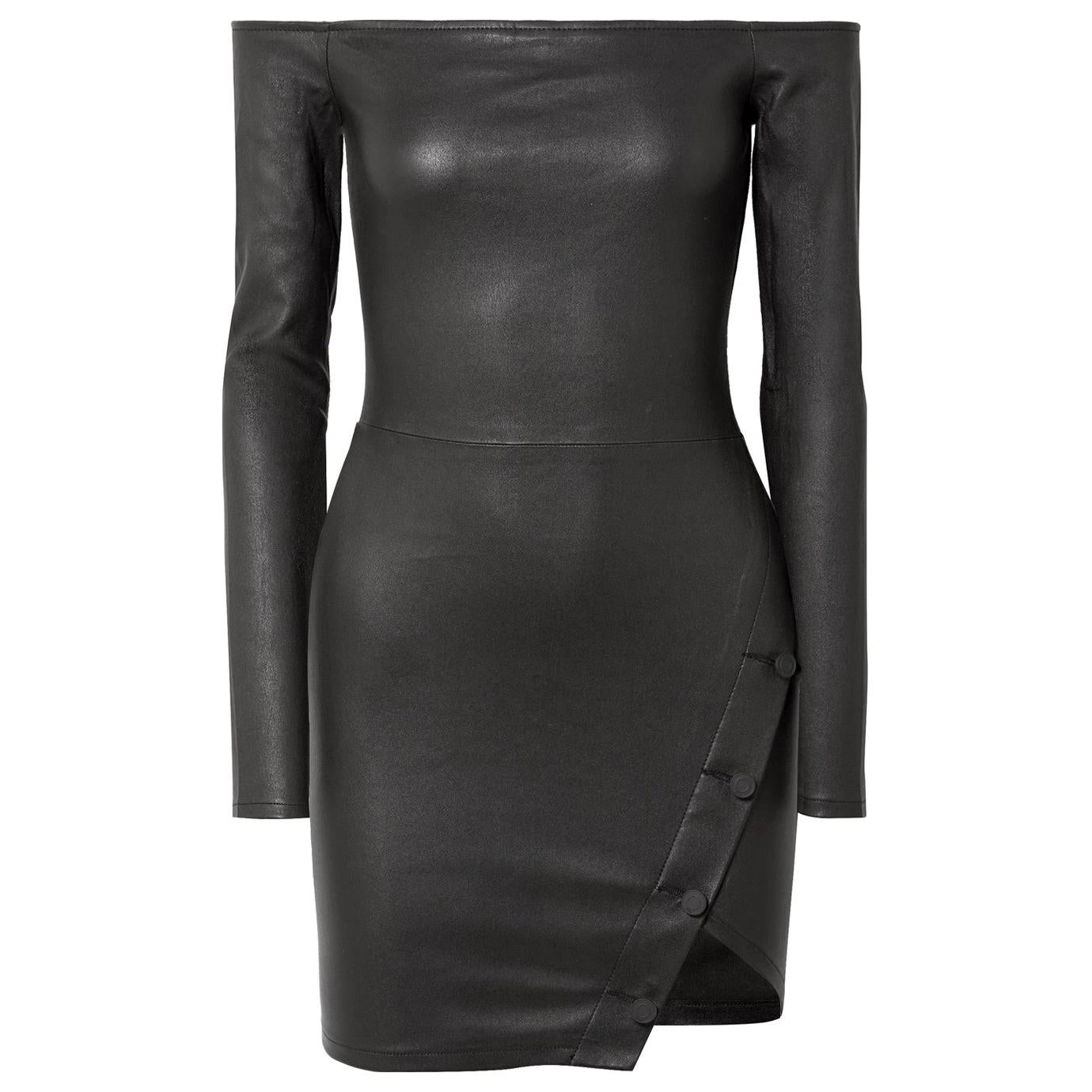 RtA Electra Off-the-Shoulder Stretch-Leather Mini Dress