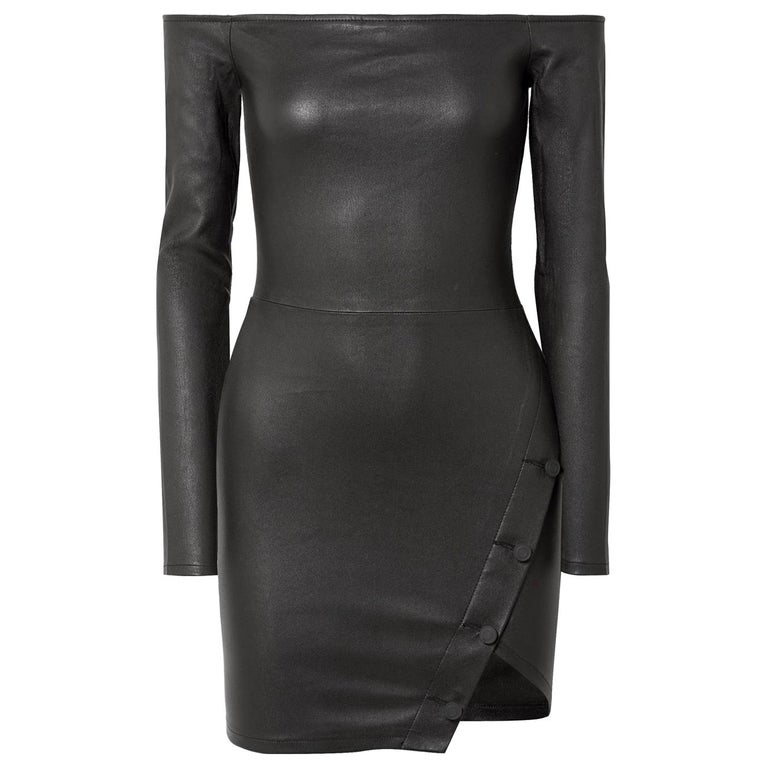 RtA Electra Off-the-Shoulder Stretch-Leather Mini Dress For Sale at ...