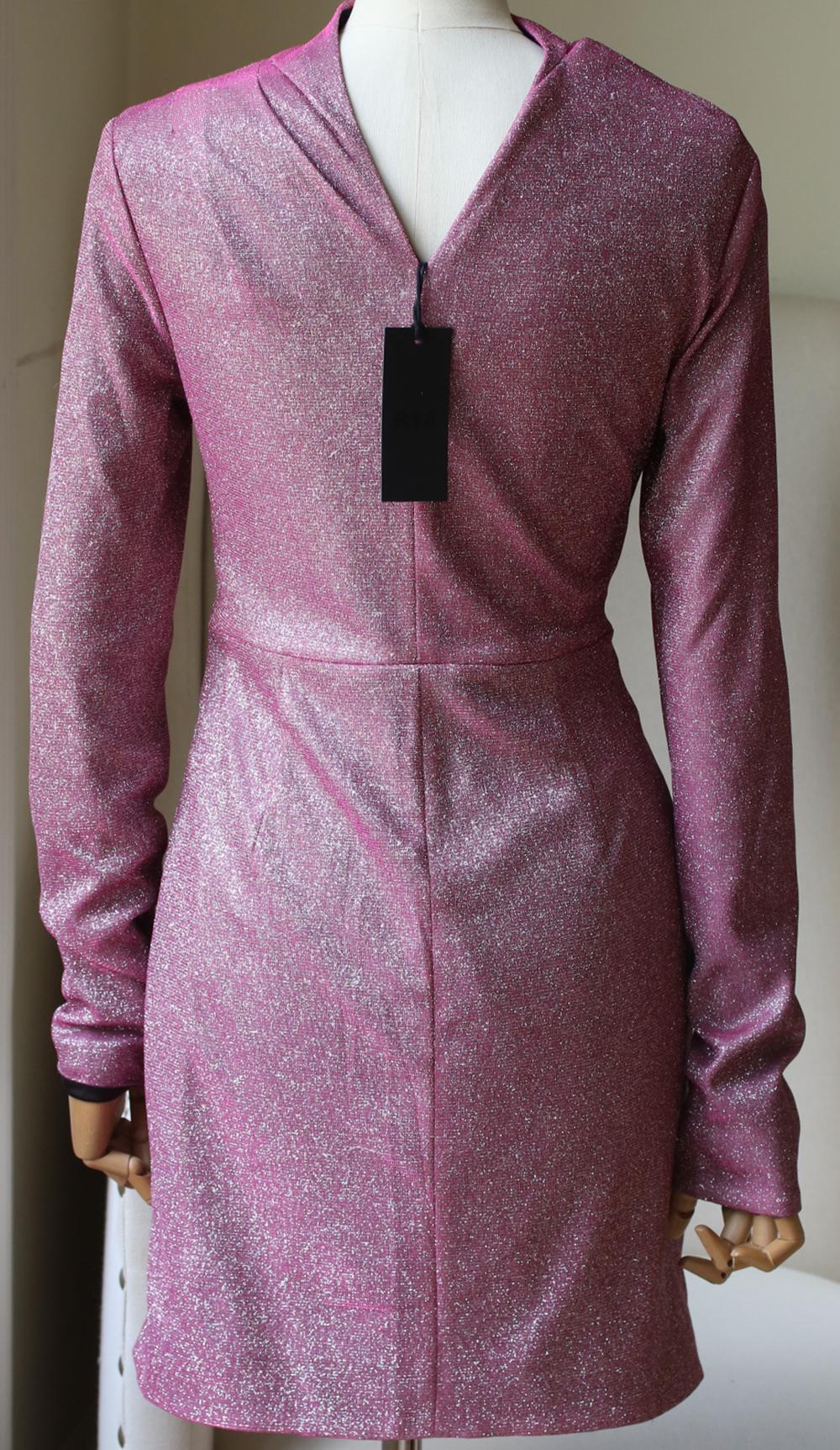 Pink RtA Harper Draped Metallic Jersey Mini Dress