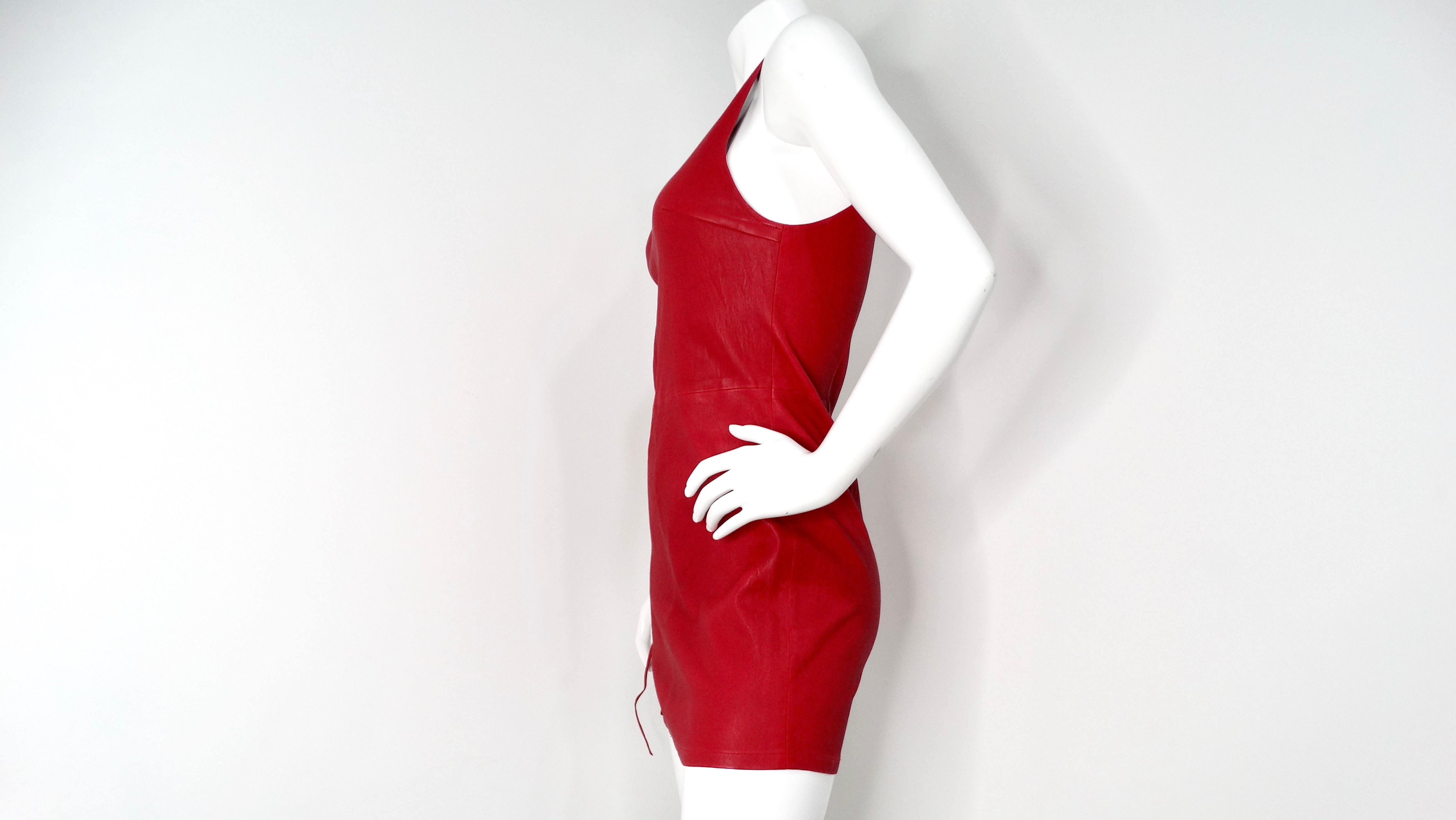 RTA Lipstick Fifi Lace-Up Leather Dress In Good Condition For Sale In Scottsdale, AZ