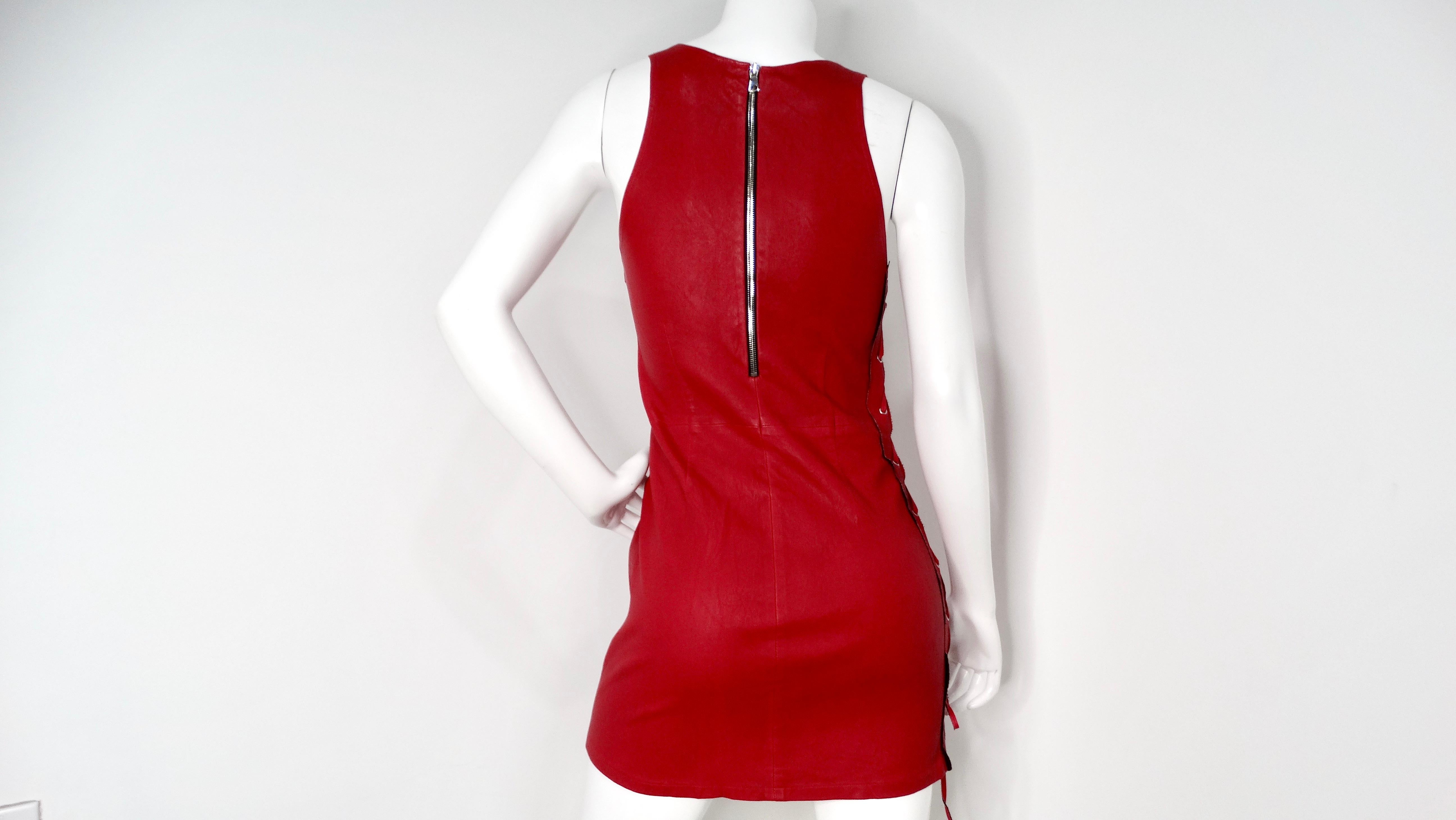 Women's or Men's RTA Lipstick Fifi Lace-Up Leather Dress For Sale