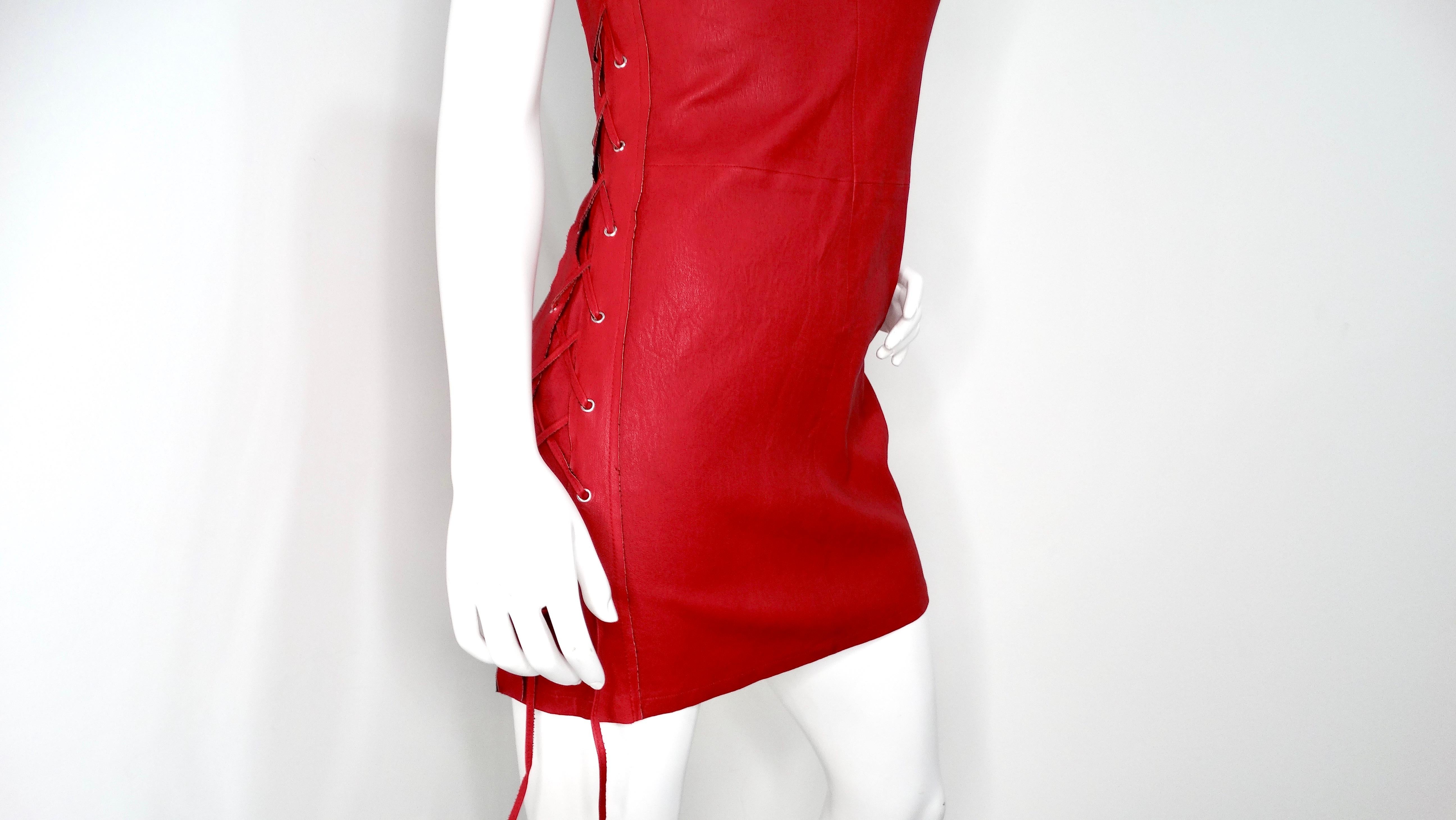 RTA Lipstick Fifi Lace-Up Leather Dress For Sale 1