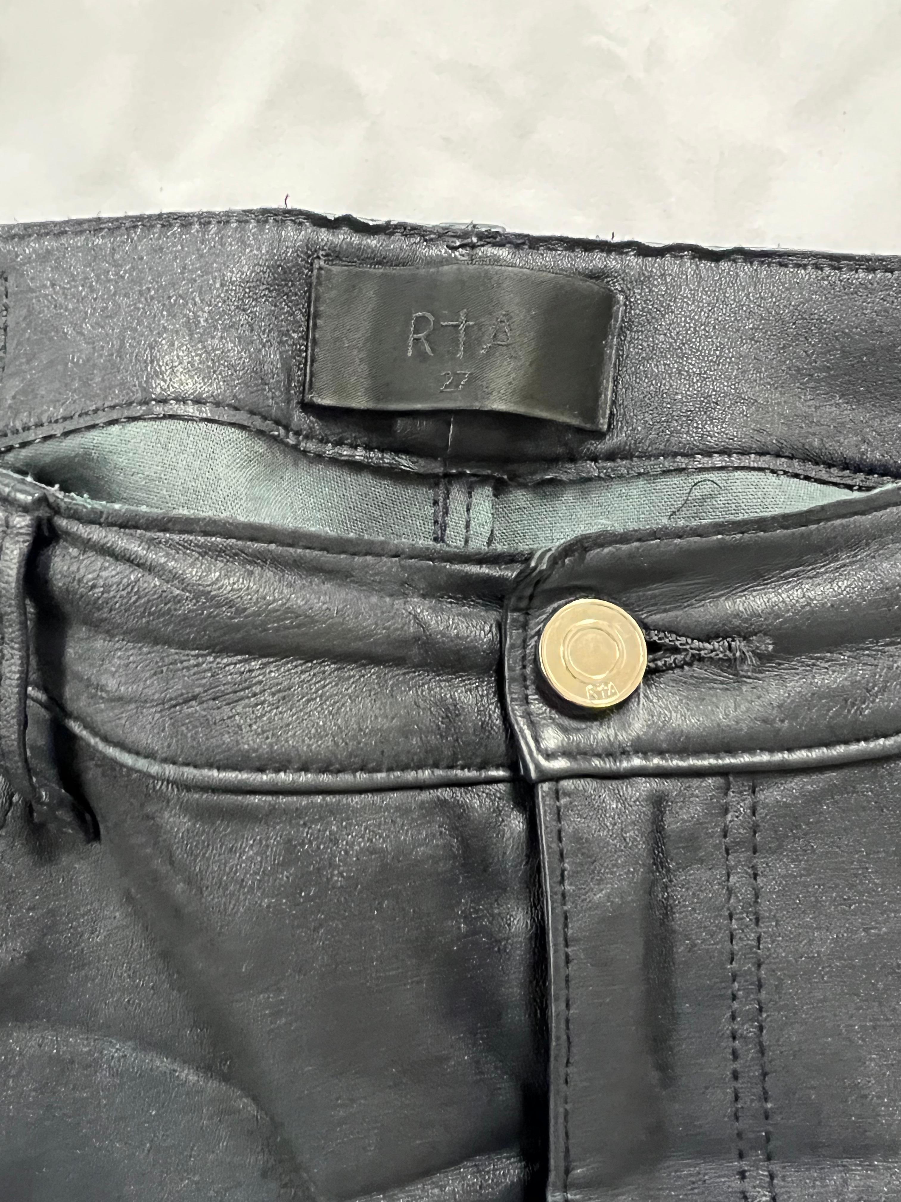 RtA Navy Leather Pants, Size 27 In Good Condition For Sale In Beverly Hills, CA