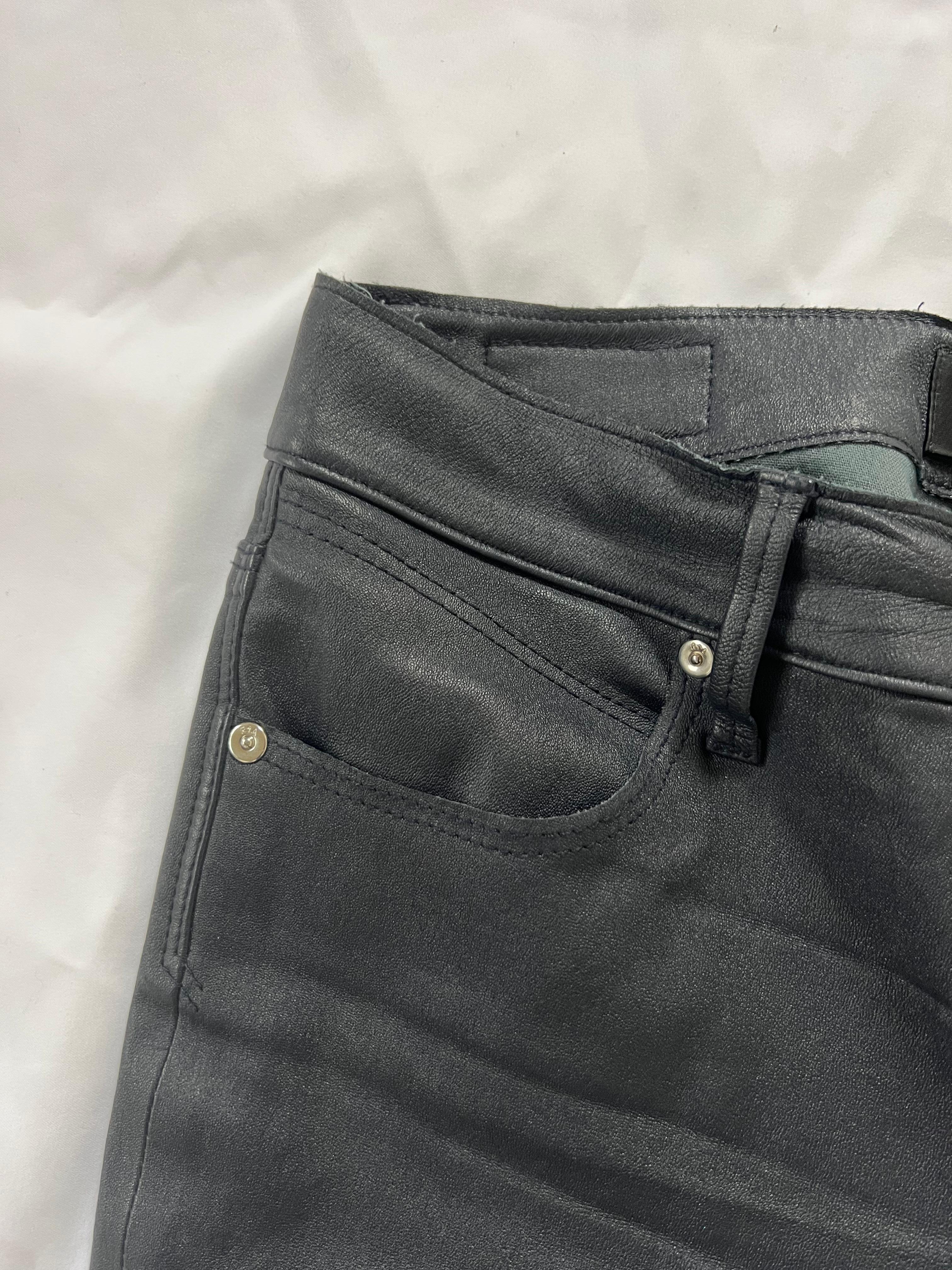 Women's RtA Navy Leather Pants, Size 27 For Sale