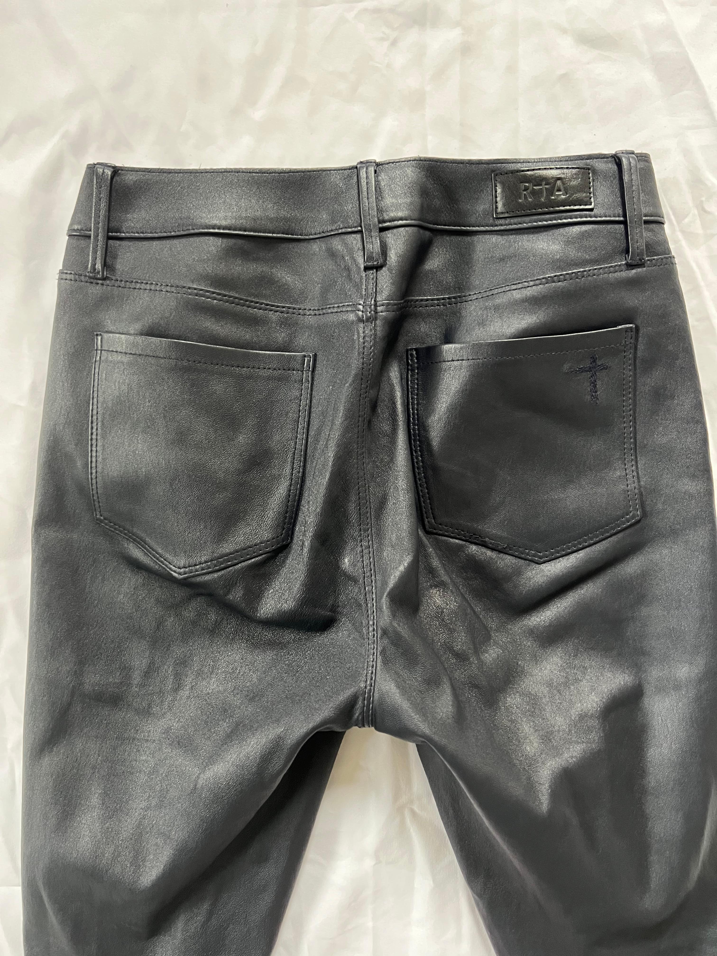 RtA Navy Leather Pants, Size 27 For Sale 1
