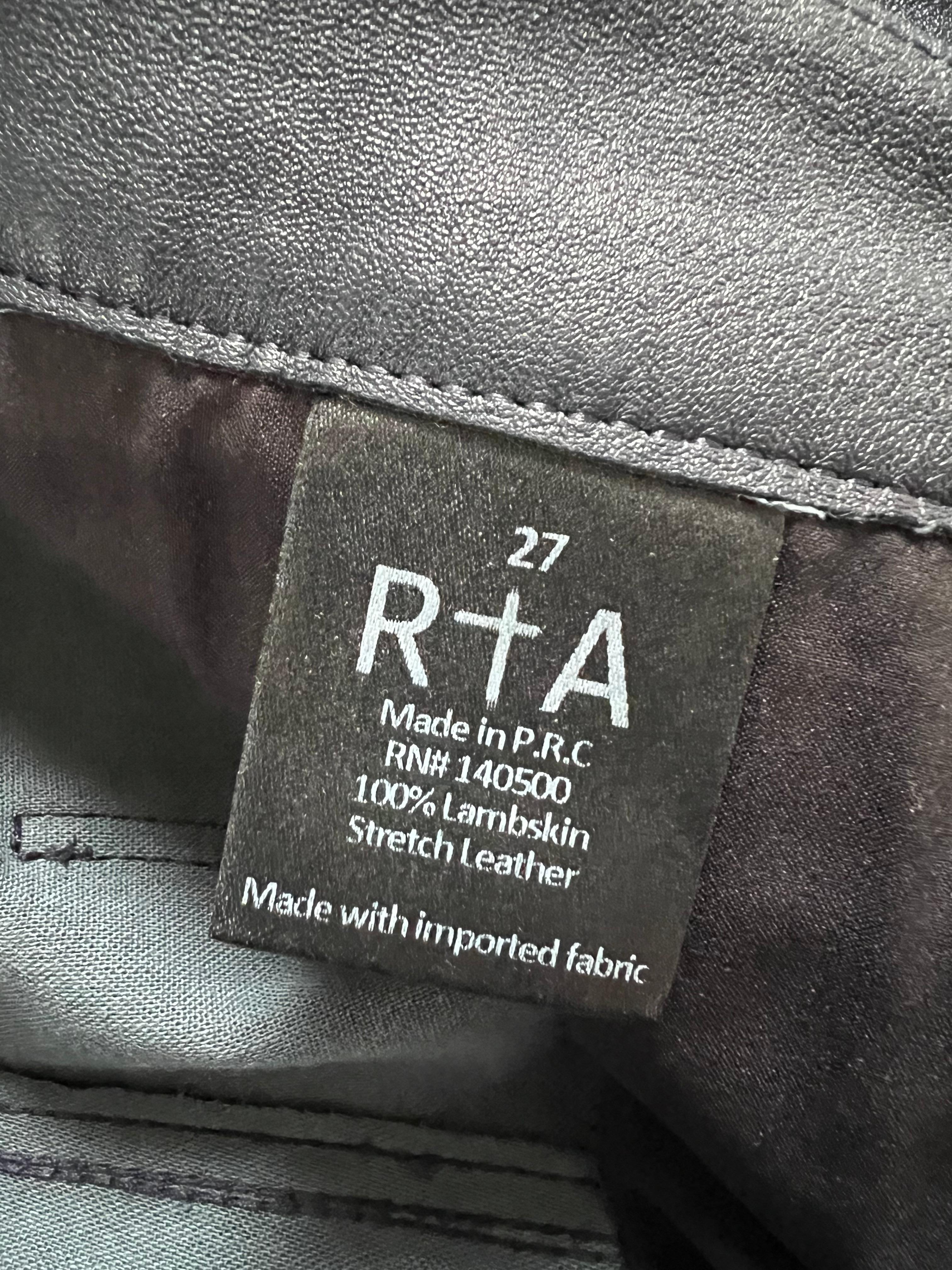 RtA Navy Leather Pants, Size 27 For Sale 3