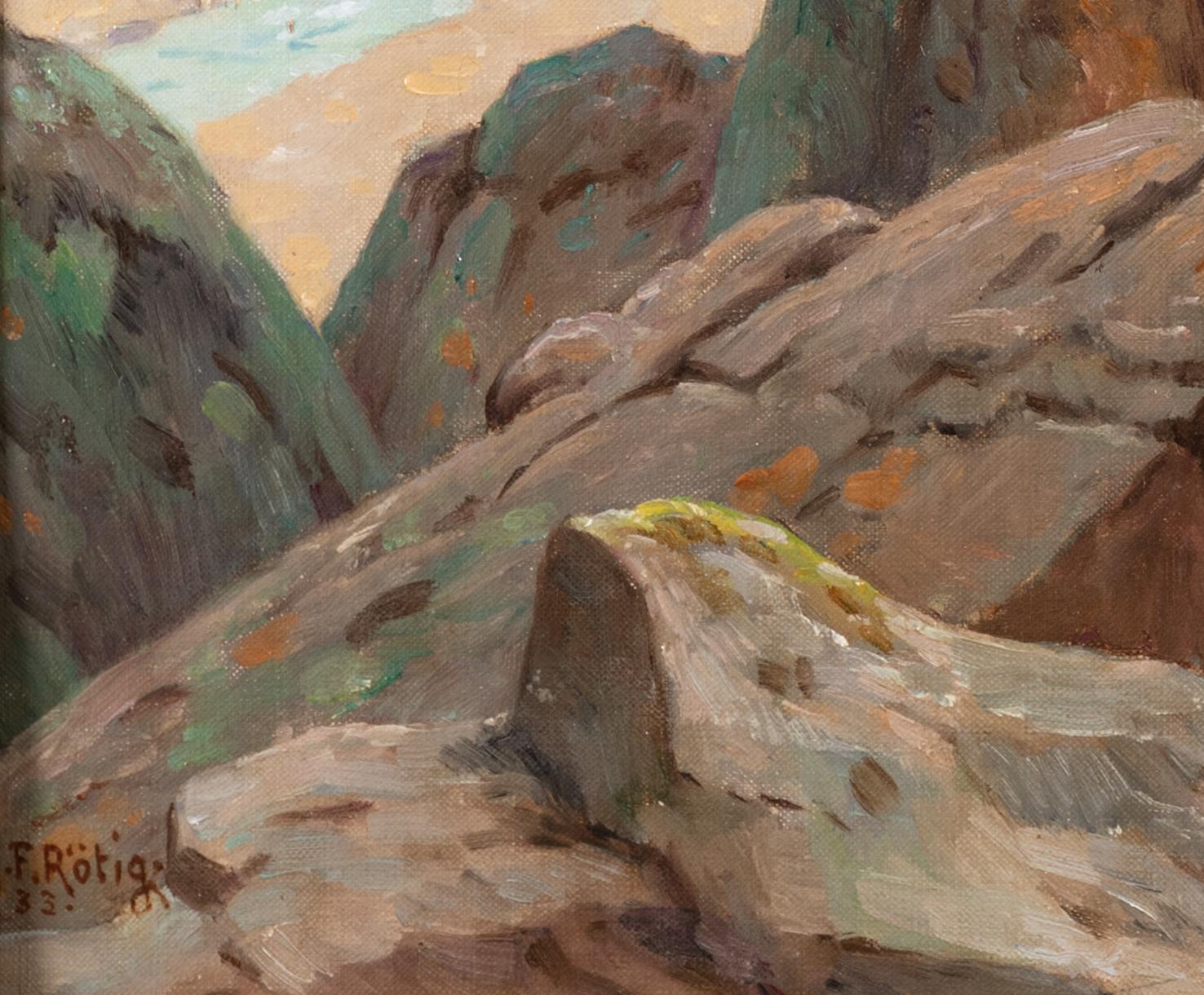 Lion and Lioness On The Hunt - Academic Painting by RÖTIG Georges Frédéric  