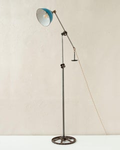Vintage Blue Enamel and Iron Floor Lamp