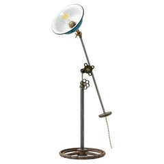 Vintage Teal Enamel and Steel Table Lamp