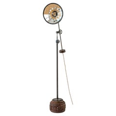 Vintage Ribbon Glass and Steel Floor Lamp