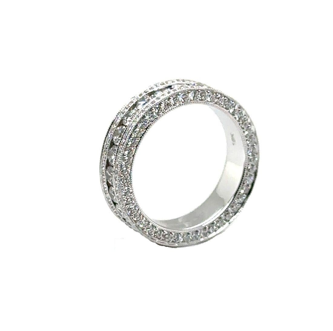 RTR004 - Ehering aus 18 Karat Weißgold mit Diamant (Moderne) im Angebot