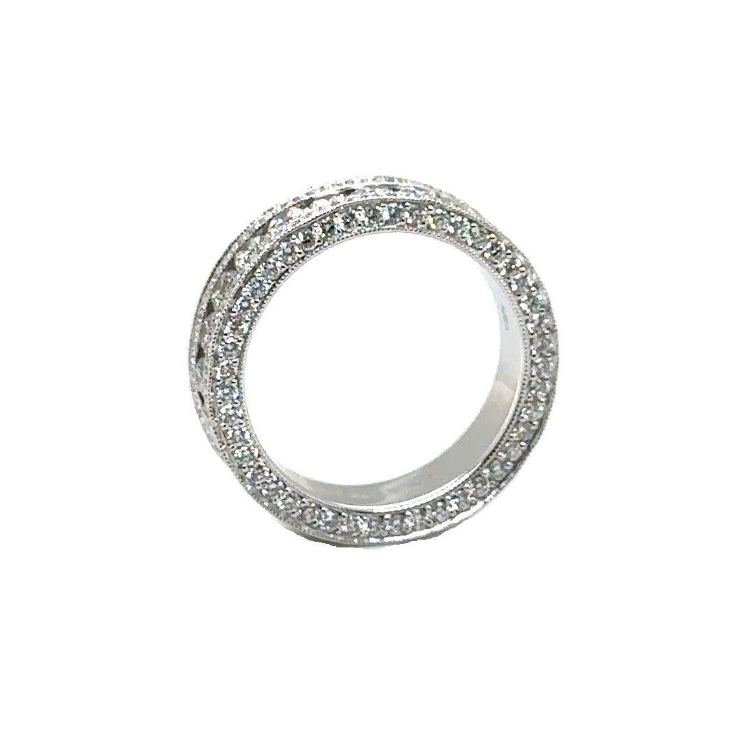 RTR004 - Ehering aus 18 Karat Weißgold mit Diamant (Rundschliff) im Angebot