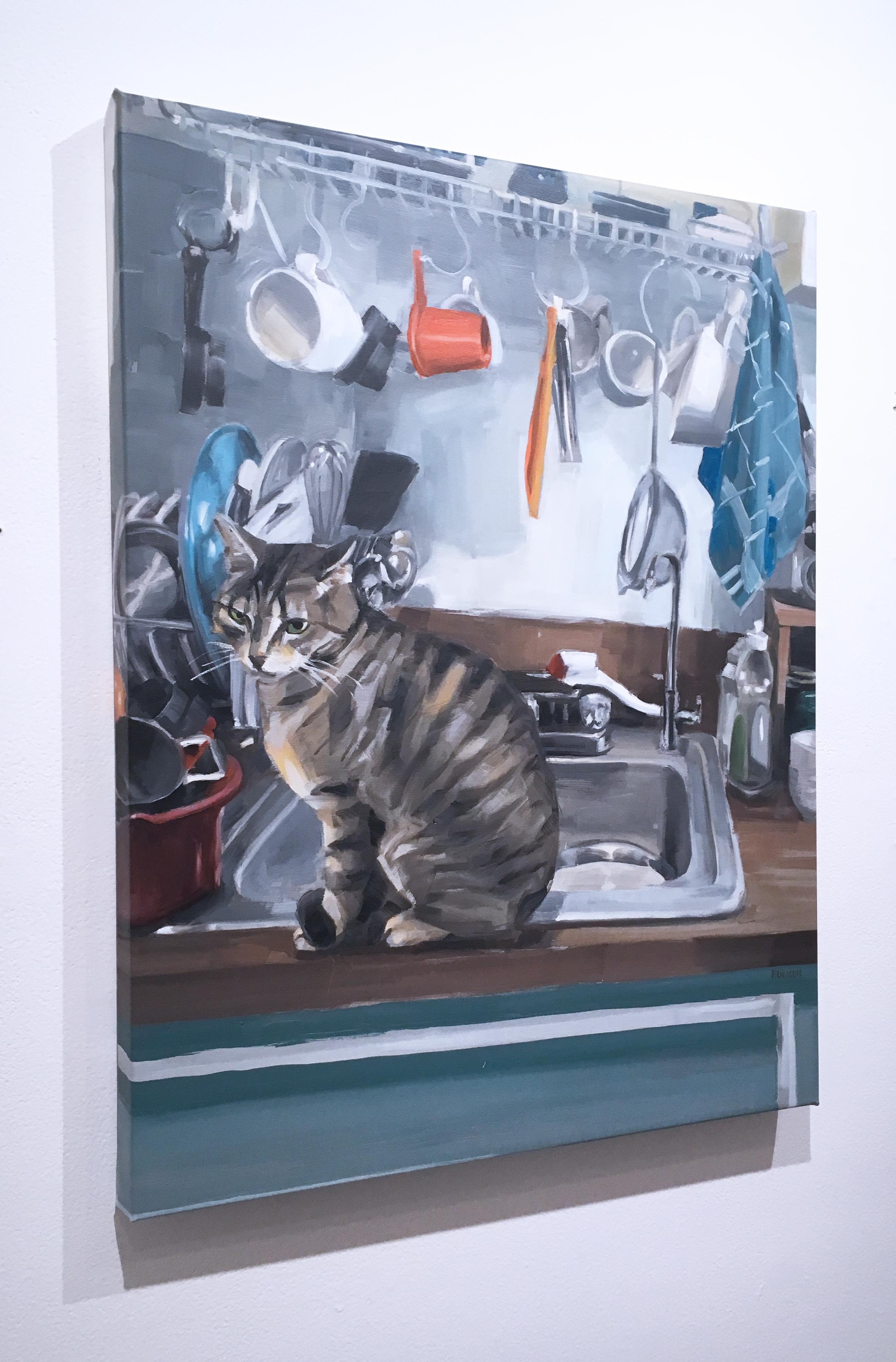 Billy im Waschbecken (Grau), Animal Painting, von RU8ICON1