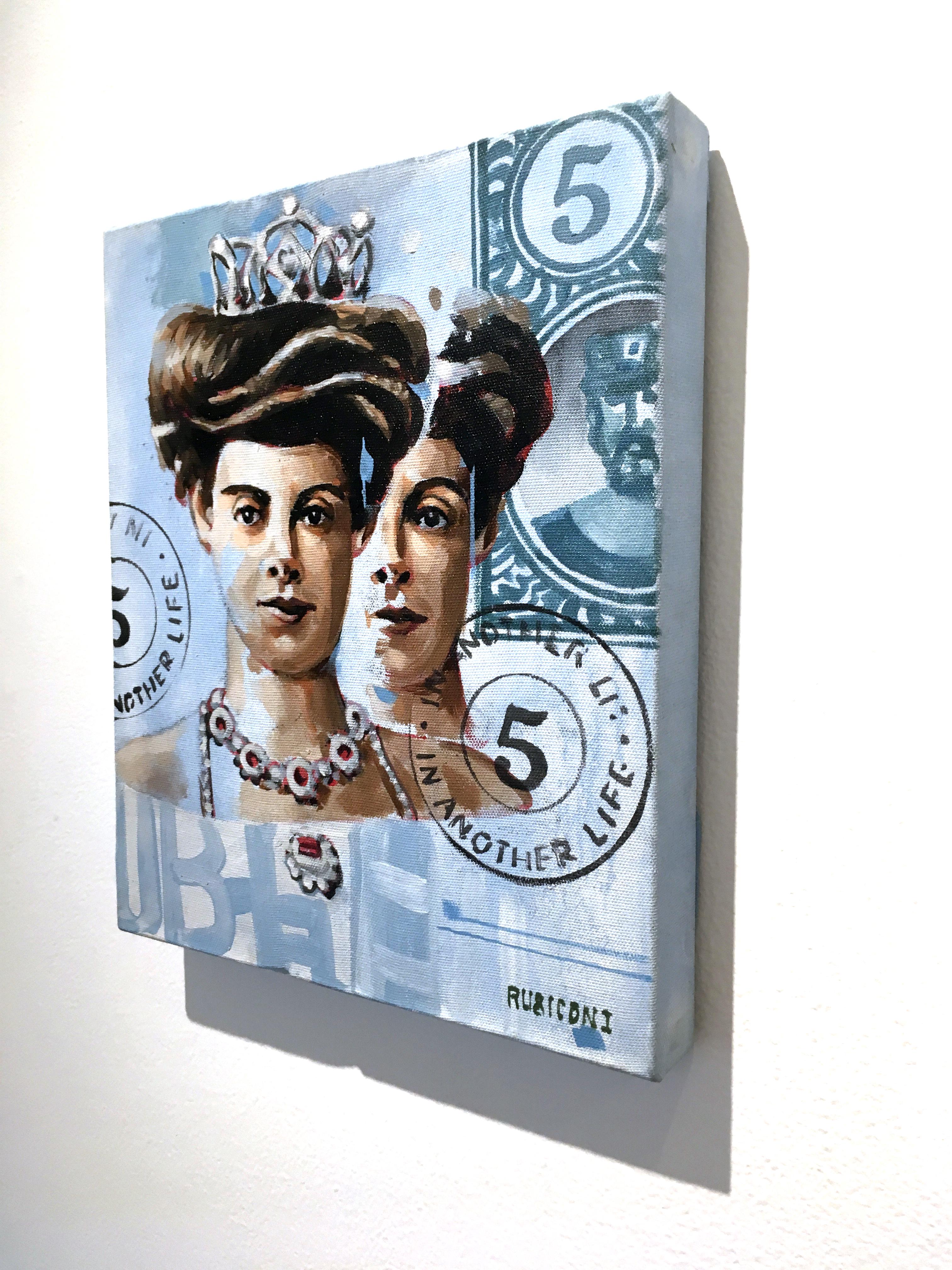In Another Life #5 di RU8ICON1, ritratto a corona, donna, viso, Jewell, blu in vendita 1