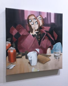 Smoke for Two by RU8ICON1, Barcelona street artist, smoker portrait, distortions