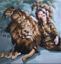 Tippi & Neil by RU8ICON1, Barcelona street artist, lion lady portrait distortion