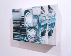 Ventura, figurative, acrylic on canvas, turquoise, 1970's Pontiac muscle car