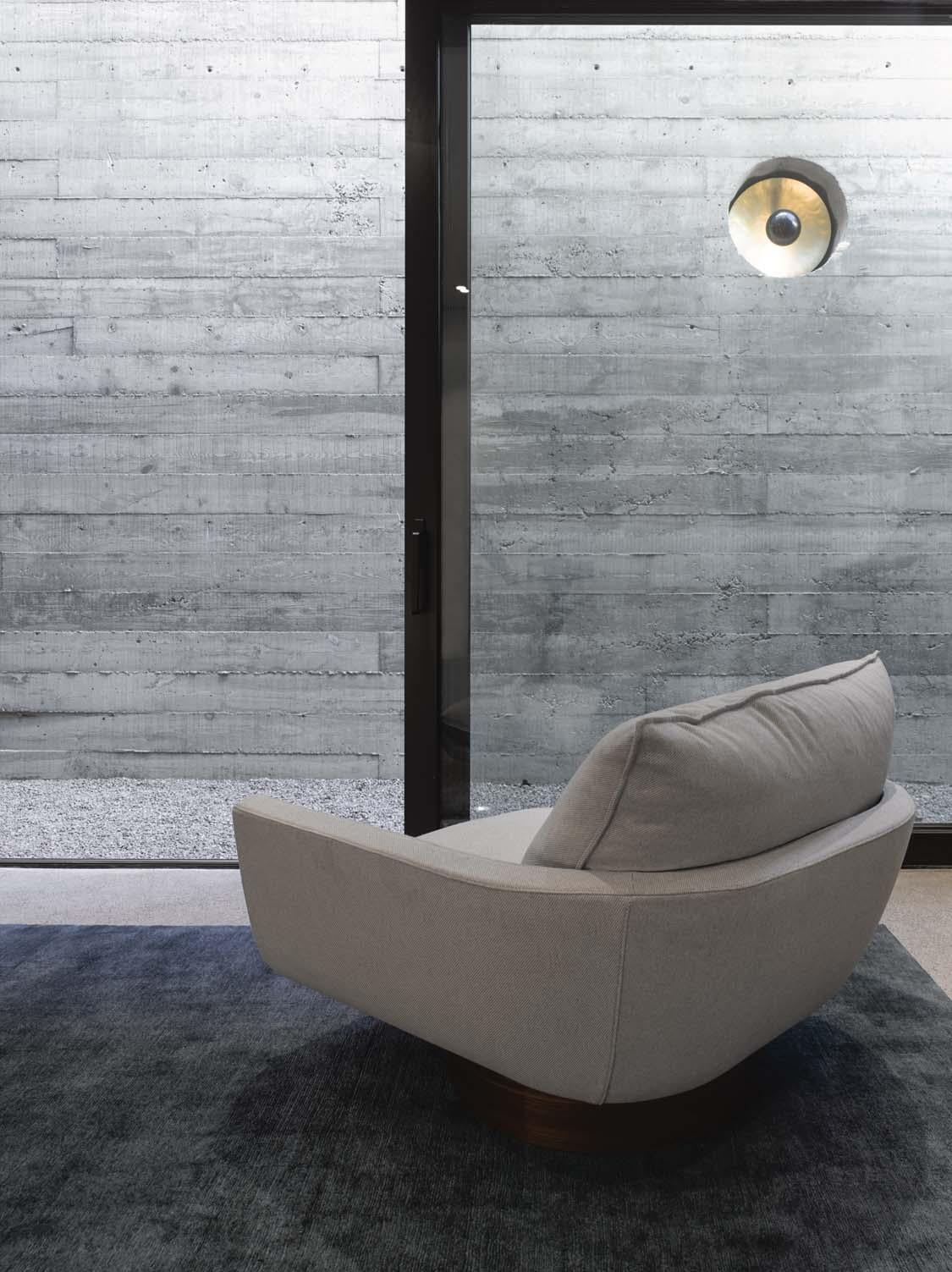 Rua Ipanema Lounge Chair by Yabu Pushelberg Anthracite Leather and Linen Blend 1
